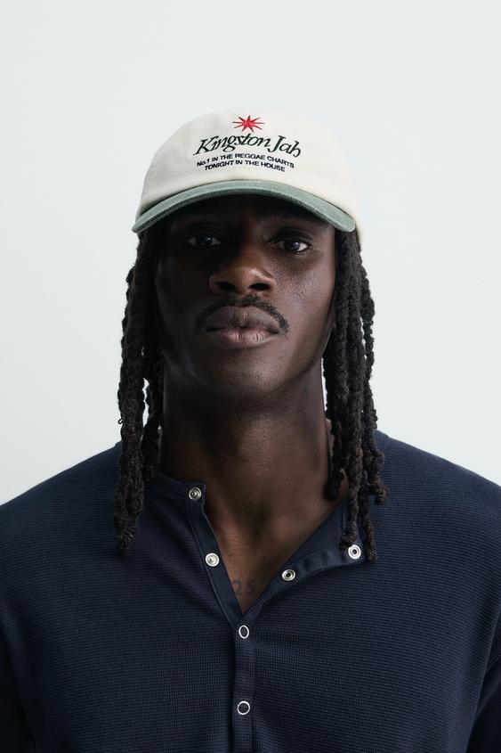 WASHED CONTRAST EMBROIDERED TEXT CAP from Zara - $29.90