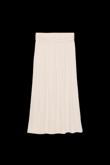 FALDA MIDI SATINADA - Beige de Zara