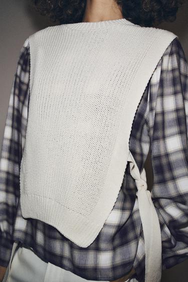 CHECK SHIRT WITH WAISTCOAT - Ecru by Zara - Image 1