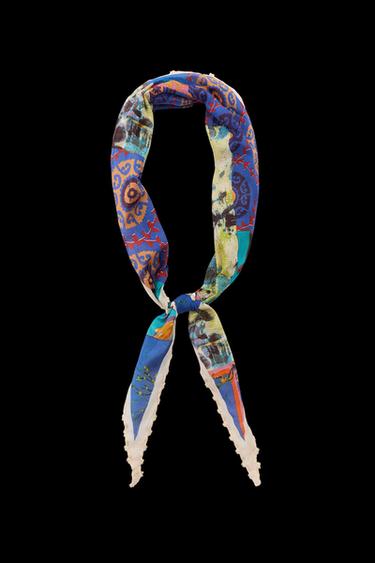BANDANA ESTAMPADA PUNTILLA - Azul de Zara - Imagen 0