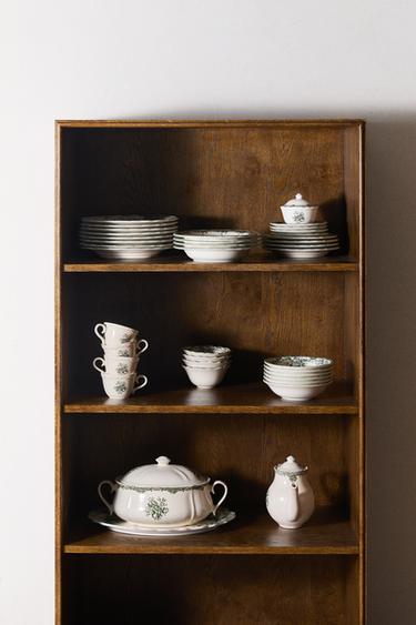 GREEN FLORAL EARTHENWARE TABLEWARE - Pearl / Beige by Zara