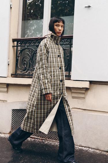 REVERSIBLE PLAID TRENCH COAT ZW COLLECTION — Beige 1