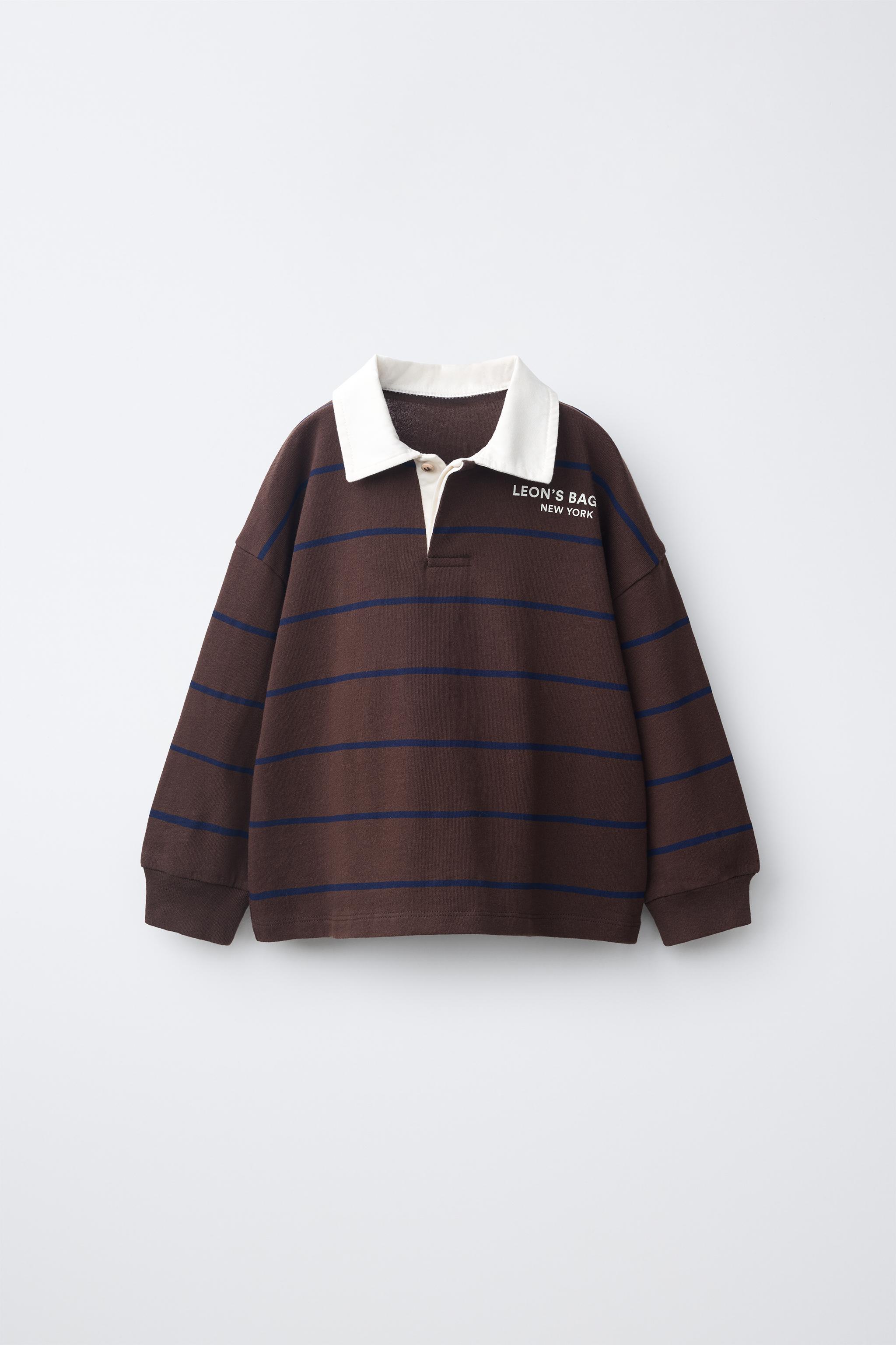 LEON'S BAGELS ® STRIPED POLO SHIRT — Brown