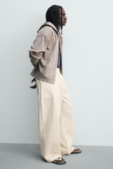 PANTALON COUPE DÉCONTRACTÉE À RAYURES CONTRASTANTES - Rayures de Zara - Image 5