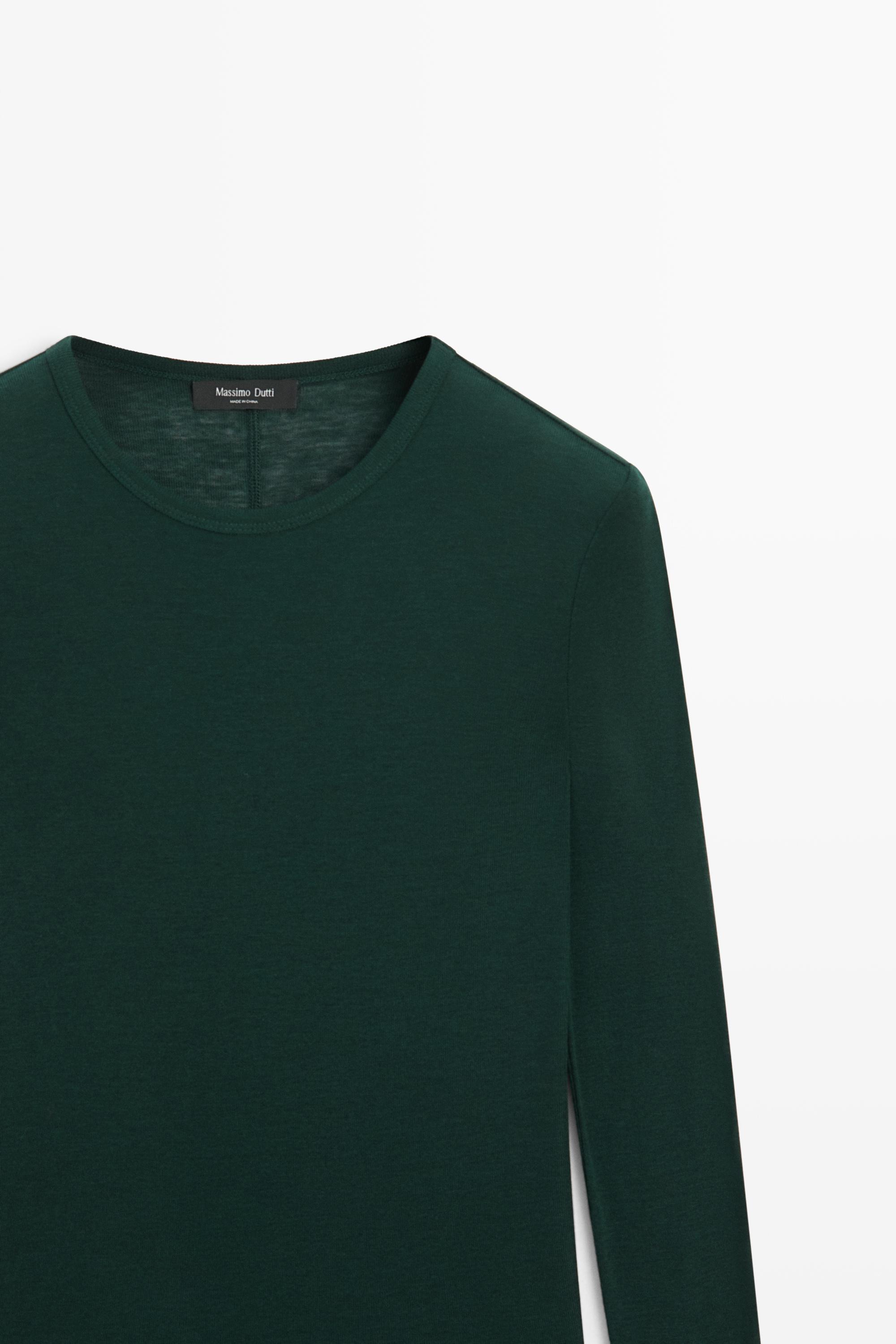 Long sleeve wool-blend T-shirt