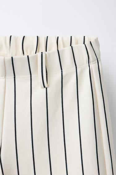 STRIPED PONTE DI ROMA WIDE-LEG TROUSERS - Ecru by Zara - Image 2