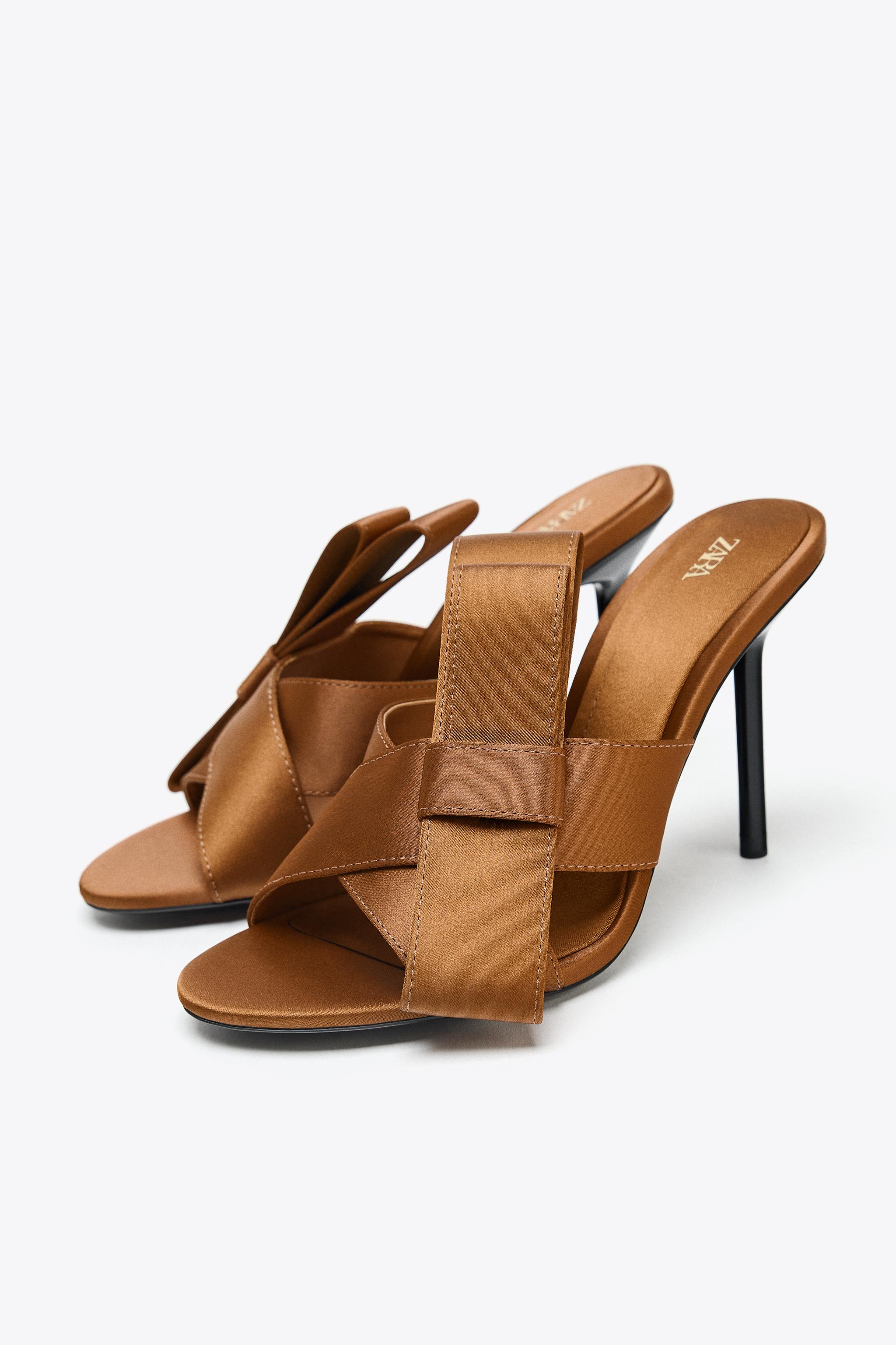 さほ SPARKLY BOW SANDALS - Silver | ZARA United States