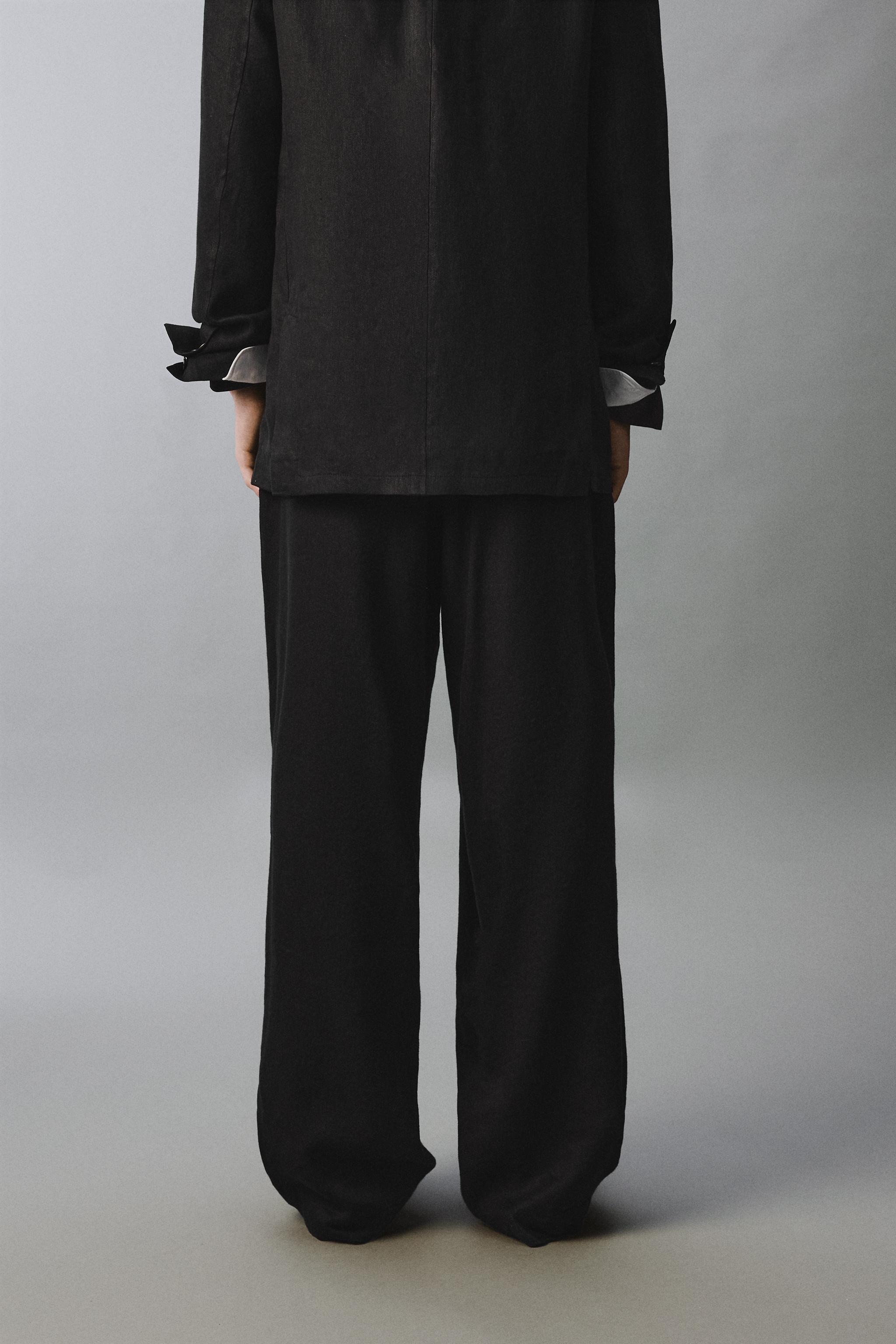 PANTALON PLISSÉ DE COSTUME EN LIN ET LYOCELL
