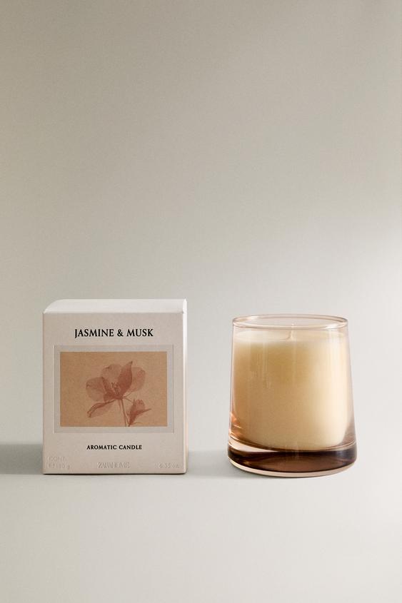(180 G) VELA AROMÁTICA JASMINE & MUSK - Amarelo-claro da Zara - Imagem 0