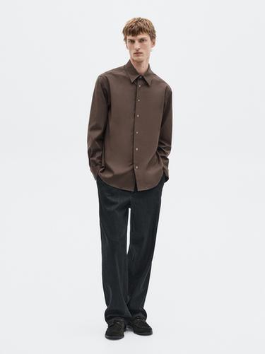 Zara Relaxed fit 100% cotton shirt - LIMITED - Chocolate
