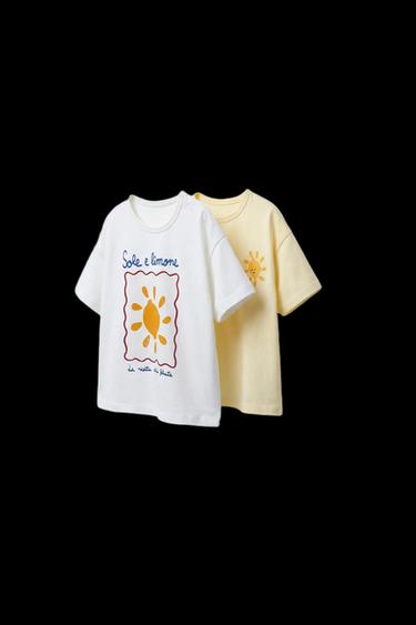 PACK DOS CAMISETAS ESTAMPADO - Amarillo de Zara