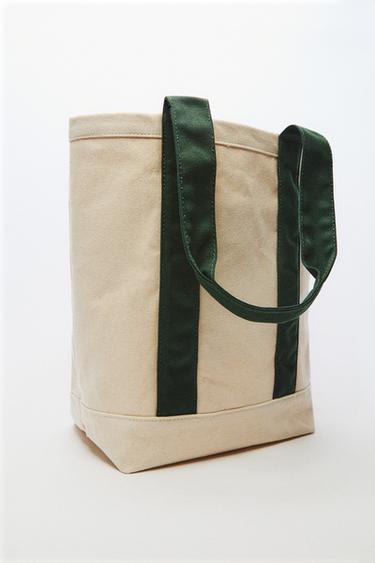 GOLF TOTE BAG - Ecru / Green by Zara