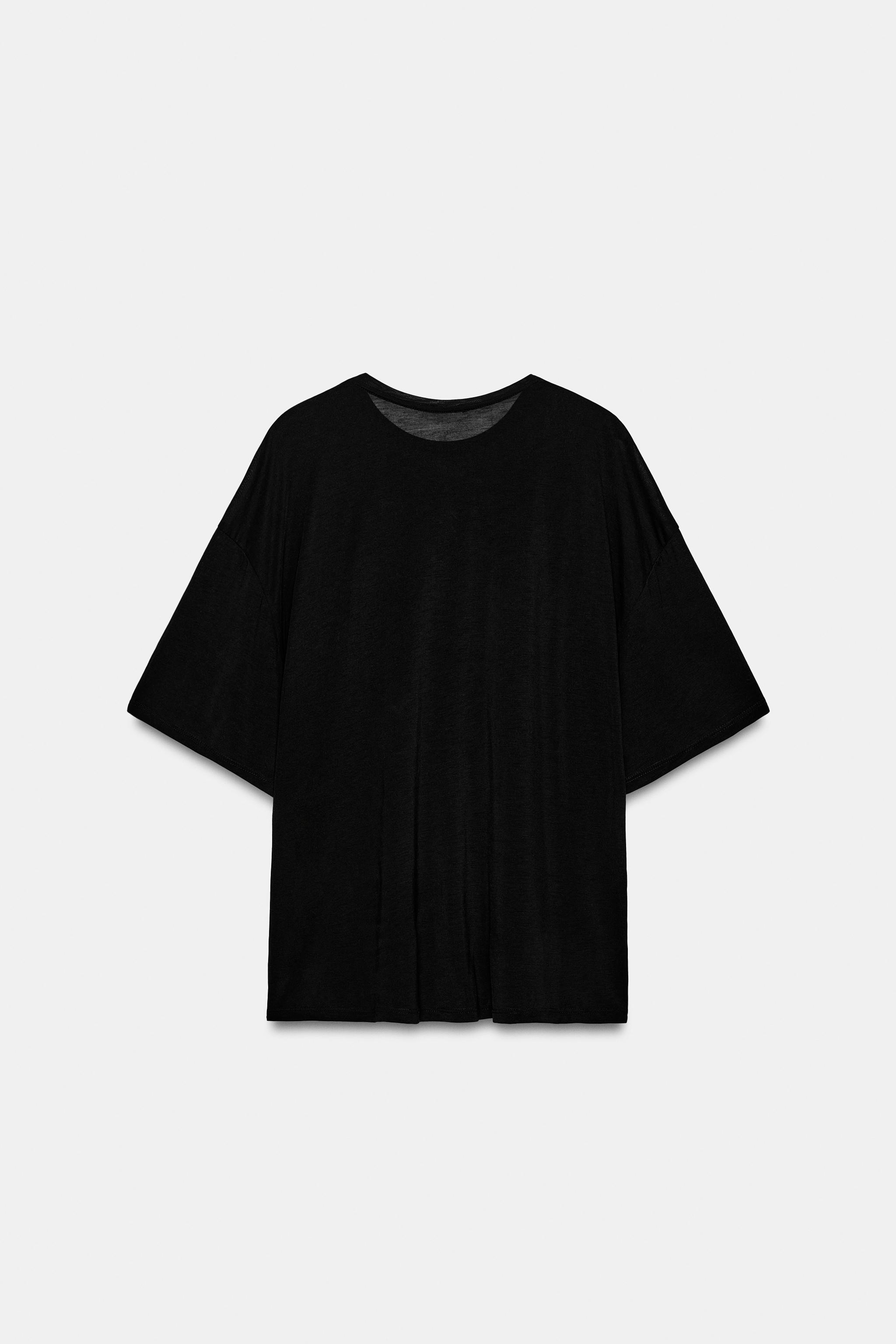 Женские футболки Zara SHORT SLEEVE OVERSIZE T-SHIRT — фото 4