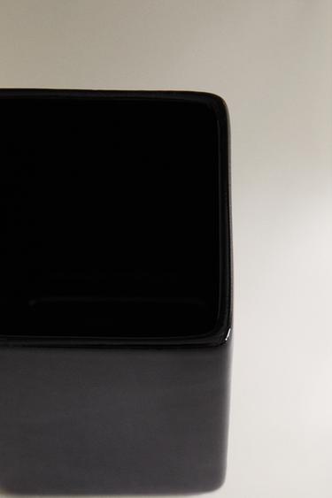 SHINY EARTHENWARE TOOTHBRUSH HOLDER - Black by Zara - Image 2