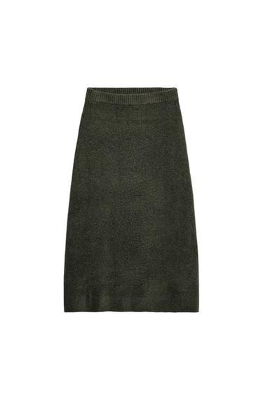 FALDA MIDI PUNTO TACTO SUAVE - Verde vigoré de Zara