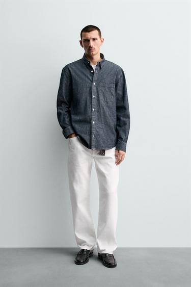 قميص DENIM RELAXED FIT - أزرق الخاص بـ Zara - صورة 0