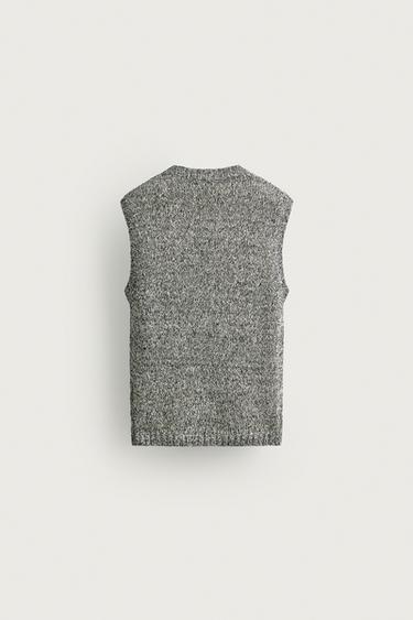GILET EN MAILLE STRUCTURÉ - Écru de Zara - Image 8