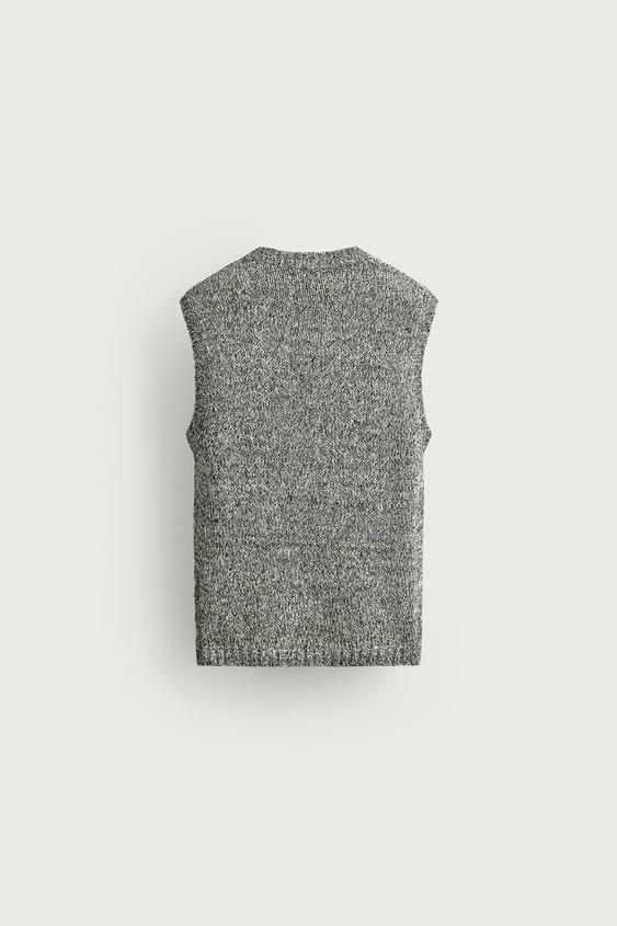GILET EN MAILLE STRUCTURÉ - Écru de Zara - Image 8