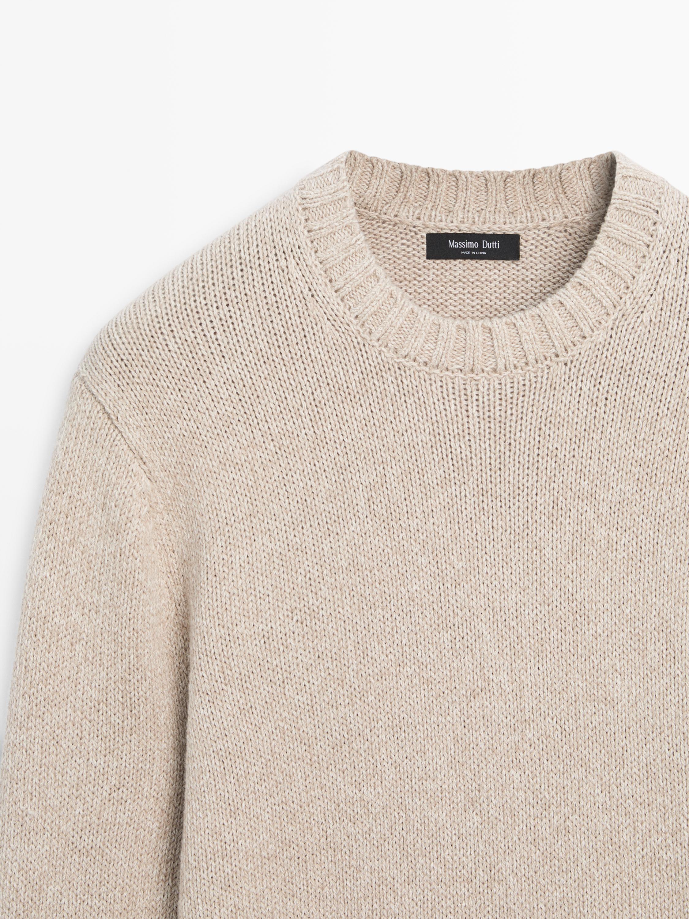 Pull maille coton mélangé col rond
