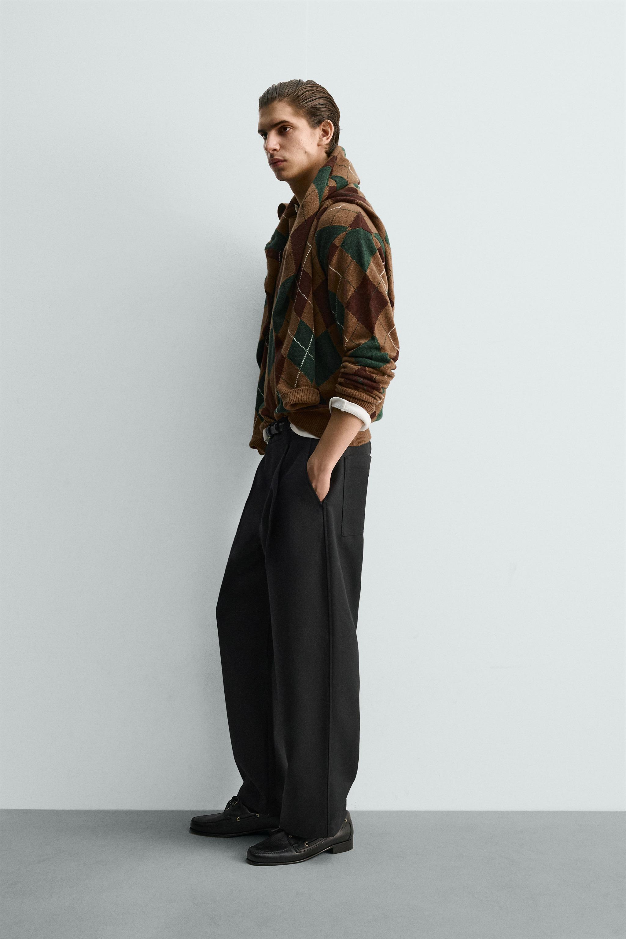 100% WOOL DIAMOND KNIT POLO SHIRT