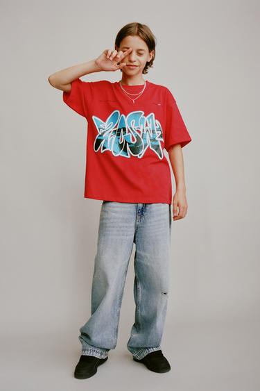 JEANS RELAXED BAGGY STRAPPI - Blu di Zara