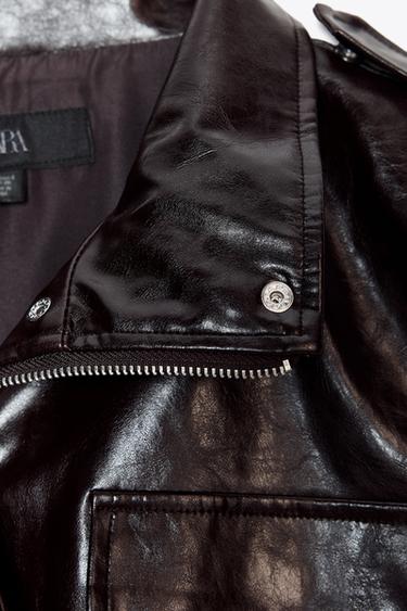 GILET MATIÈRE SYNTHÉTIQUE GLOBO - Bordeaux foncé de Zara - Image 8