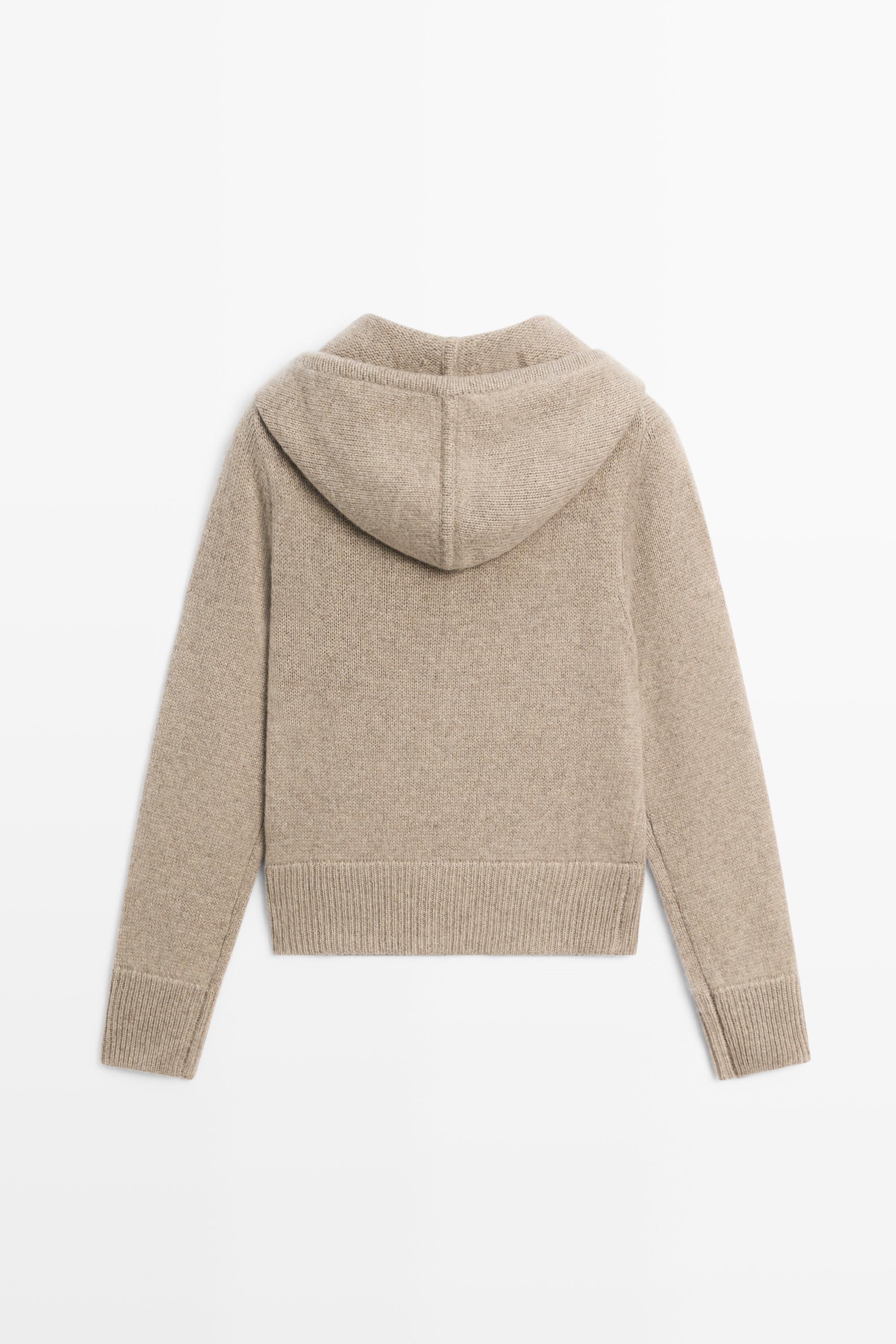 Cardigan zippé à capuche 100 % cachemire