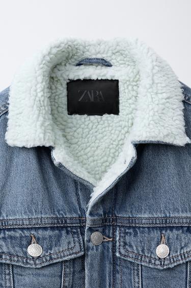 DENIM JACKET WITH FAUX SHEARLING - Faded blue by Zara - Image 6