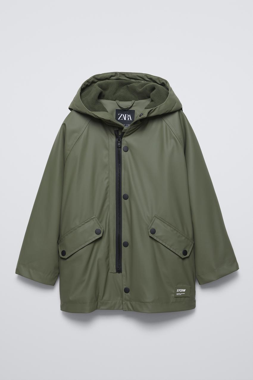 Khaki Zara Waterproof Parka Zara Waterproof Coat 2025