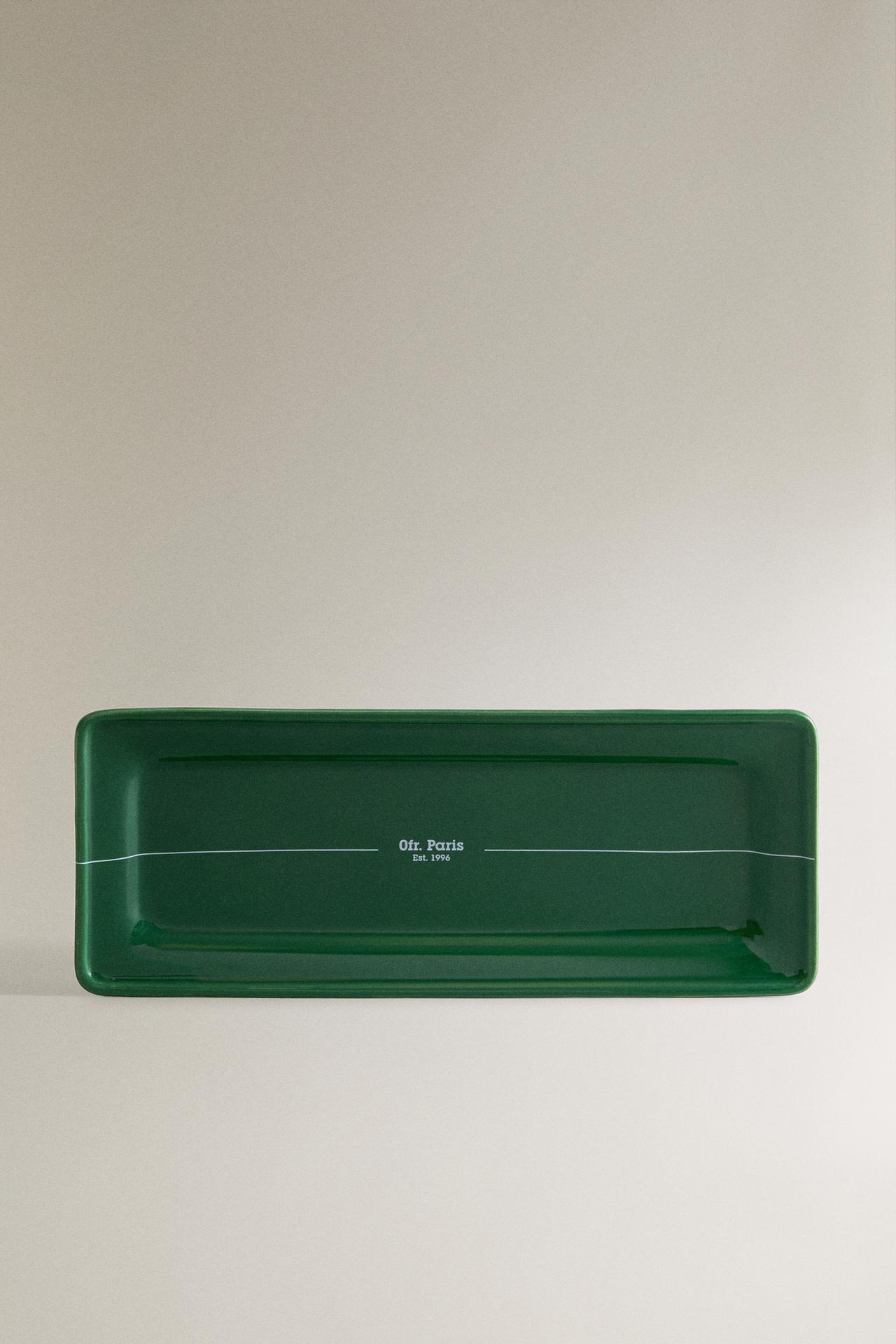 DECORATIVE STONEWARE TRAY | 0FR. PARIS — Green