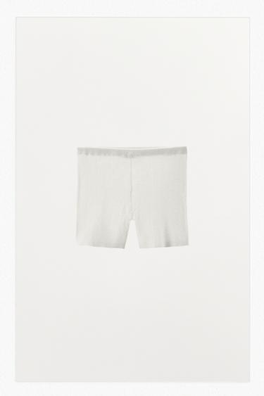 Zara RIB KNIT SHORTS - White