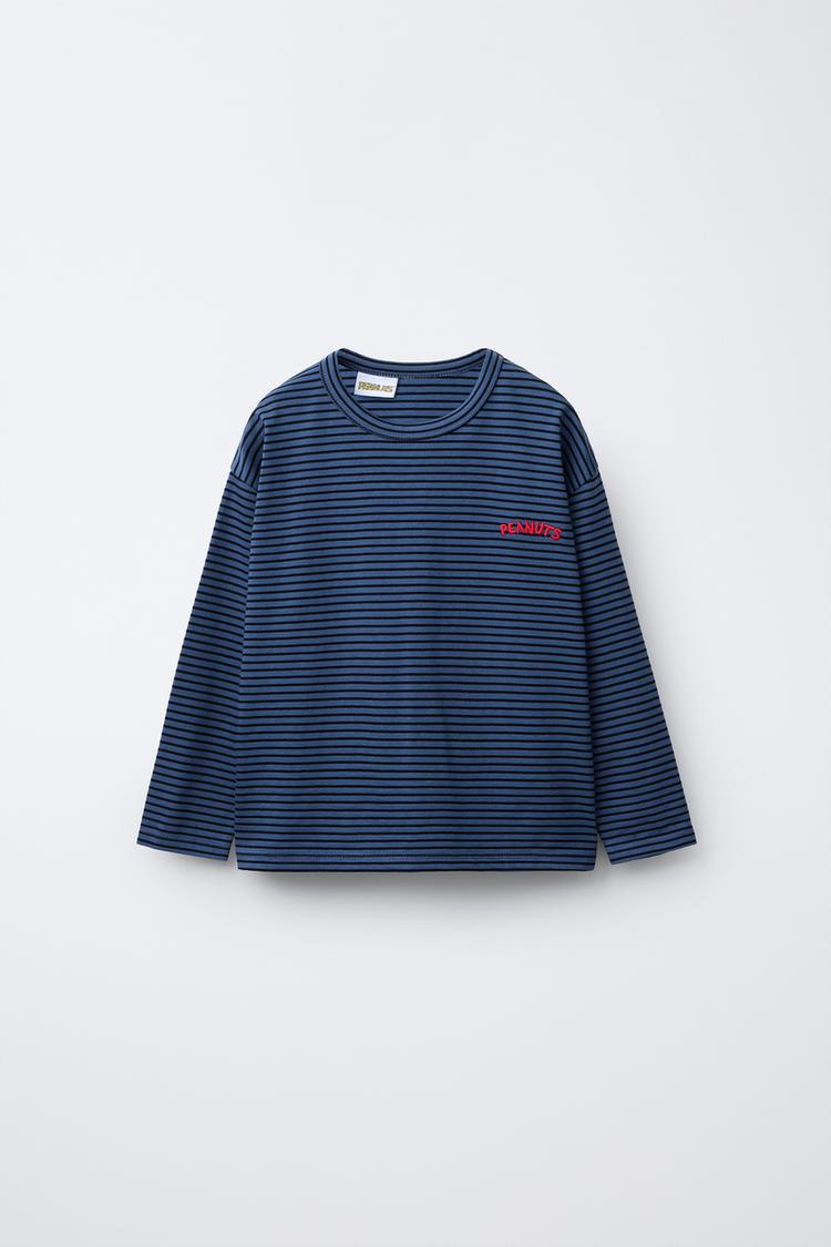 MAGLIETTA A RIGHE CON RICAMO SNOOPY PEANUTS™ blu/nero ZARA
