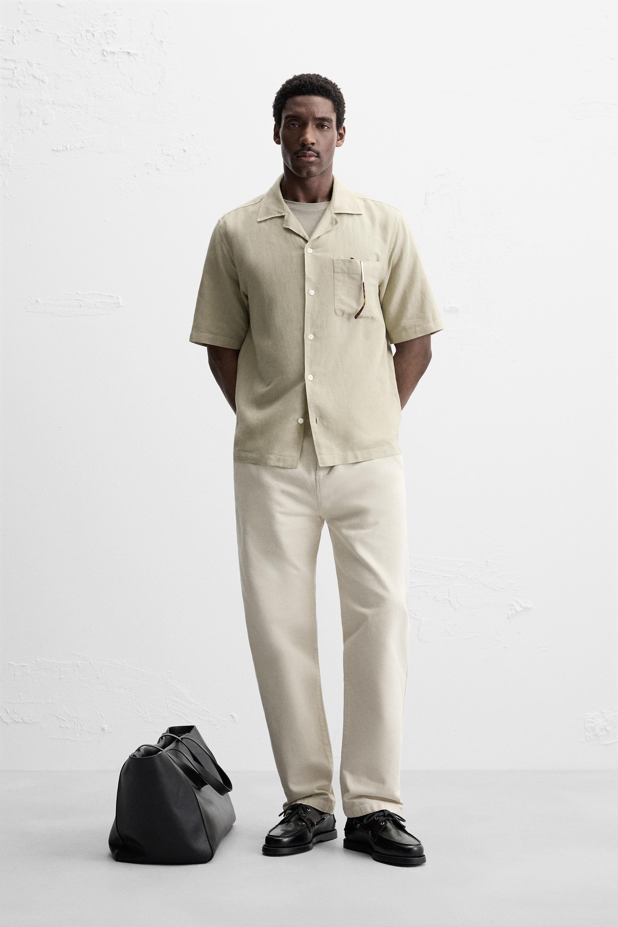 【SCENERITY】Lecle linen shirt LINEN - COTTON SHIRT - Light khaki | ZARA United States