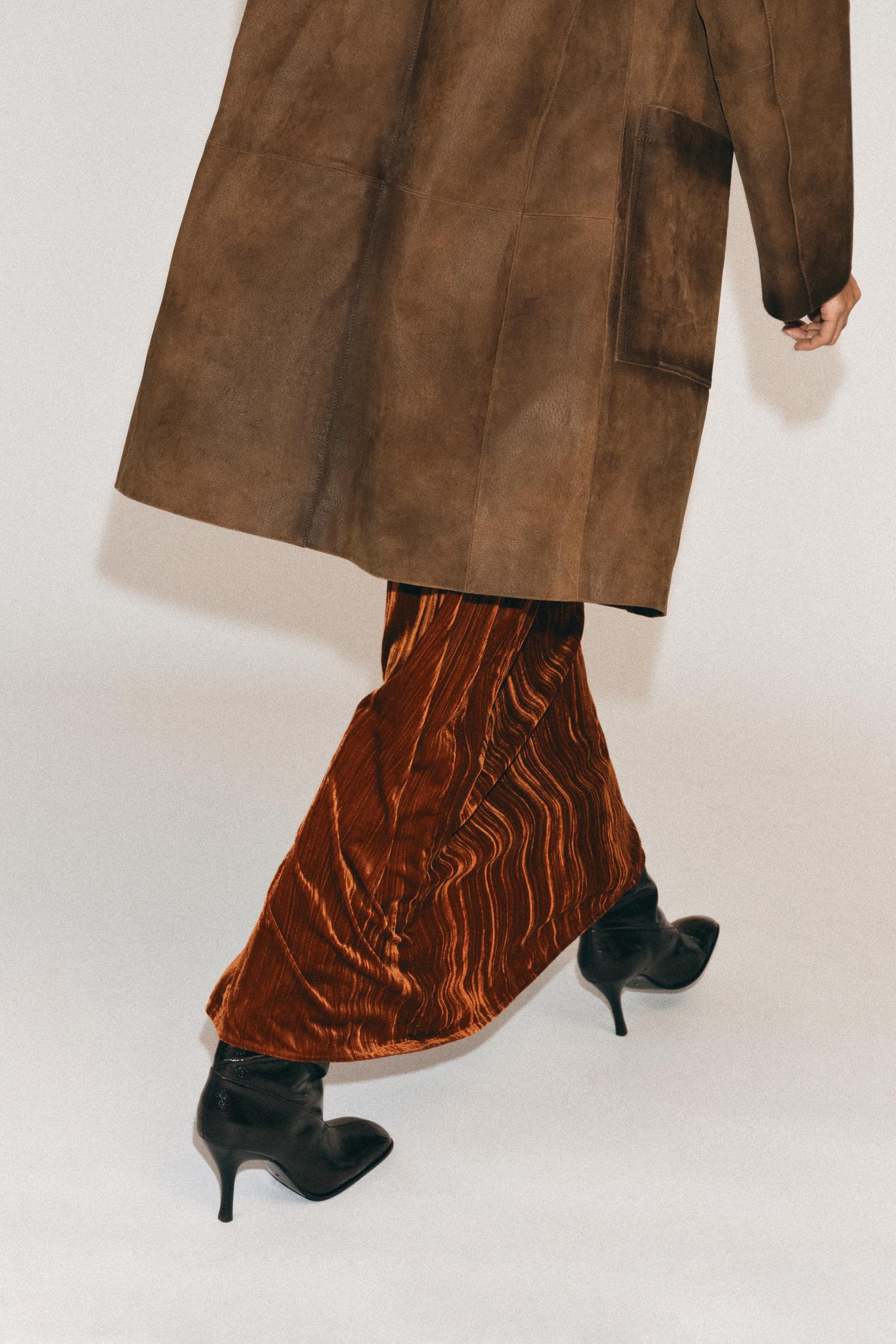 Женское платье Zara ZW Collection Velvet Beaded, цвет: Оранжевый — фото 5
