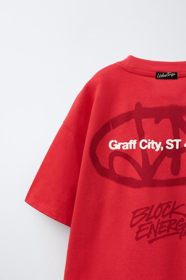 T-SHIRT IMPRIMÉ GRAFFITI - Rouge de Zara - Image 3