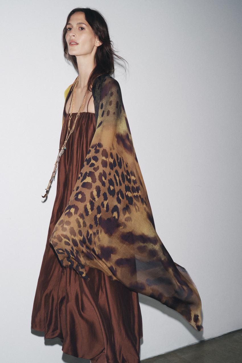 ANIMAL PRINT SILK MODAL SCARF
