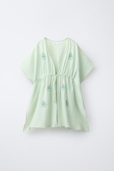 HIBISCUS BEADED KAFTAN - washed green by Zara