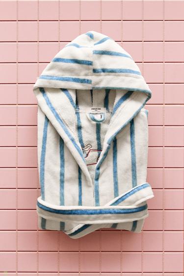 Zara CHILDREN'S STRIPED RACER DOG BATHROBE - 藍色 / 白色