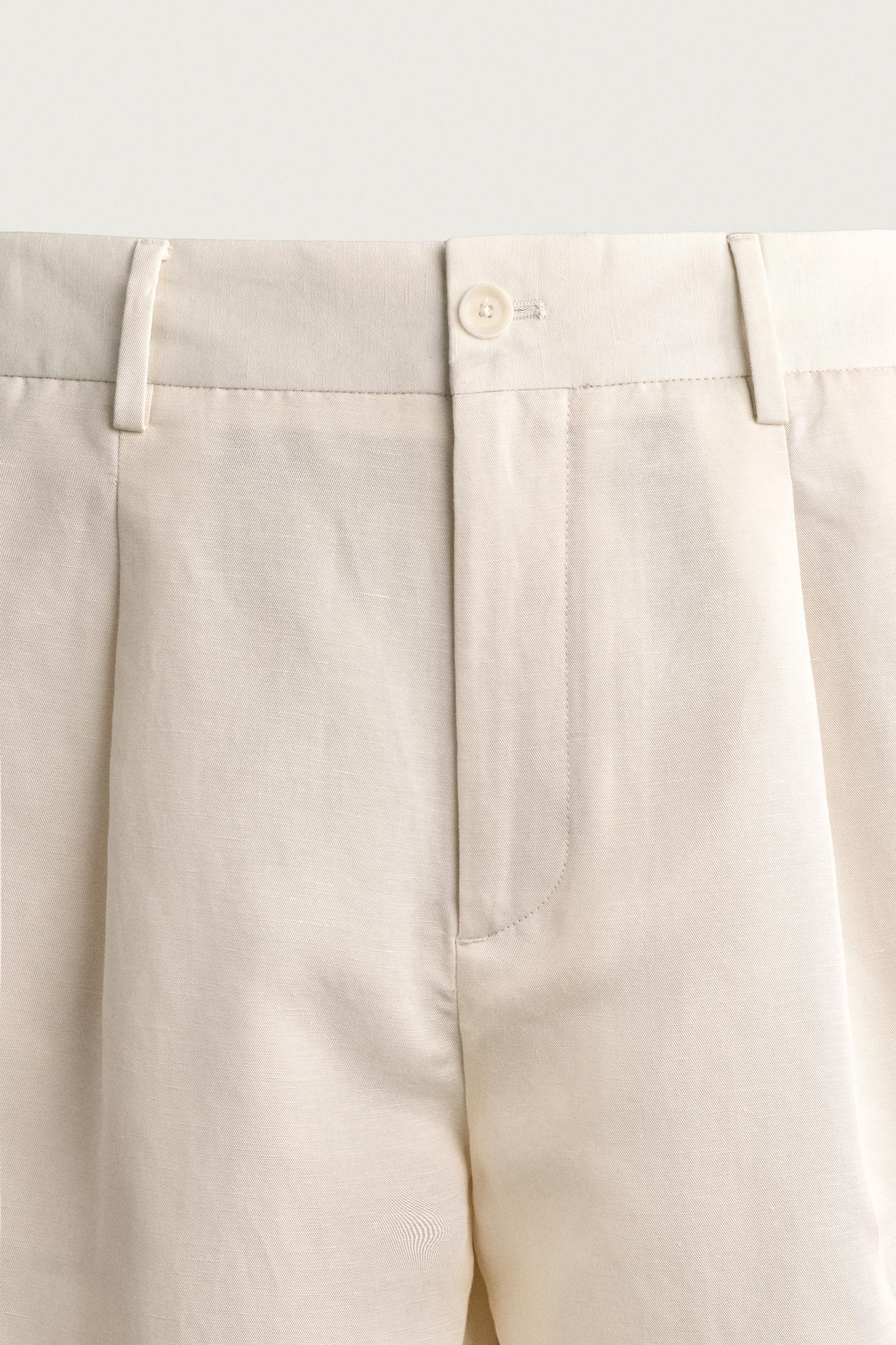 Мужские шорты Zara Wide Fit Pleated, цвет: Устричный белый — фото 7