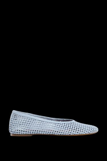 Zara WOVEN BALLET FLATS - Blue - Image 0