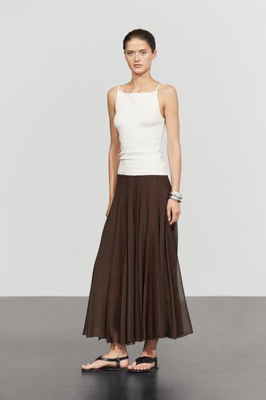 Zara Flowing flared midi skirt - Brown