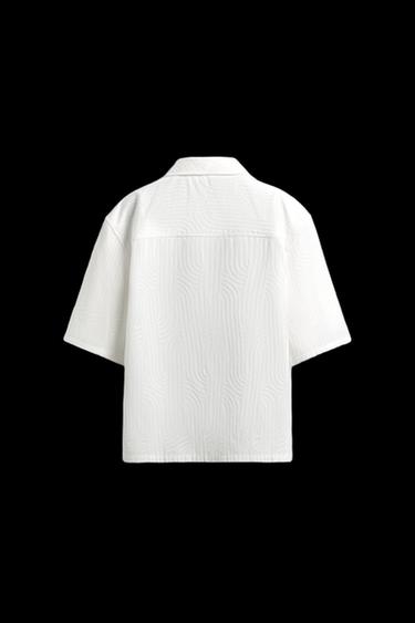 Zara EMBROIDERED JACQUARD SHIRT - Oyster-white