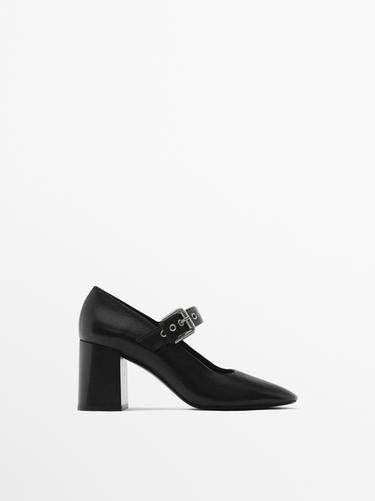 Zara High-heel shoes with buckled strap - Black - Image 0