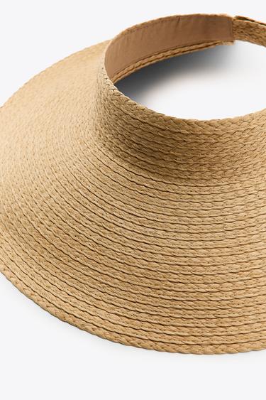 WIDE-BRIMMED WOVEN VISOR - Light beige by Zara - Image 1