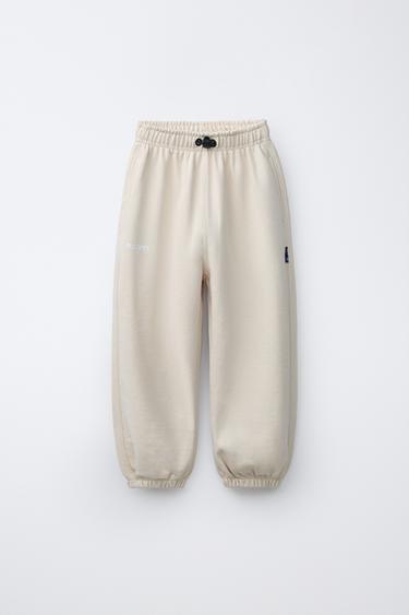 PLUSH balloon TROUSERS WITH SLOGAN - Ecru by Zara