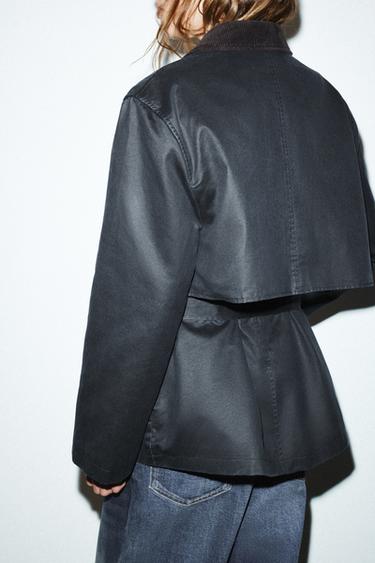 PARKA ENDUITE COL VELOURS - Bleu marine de Zara - Image 6