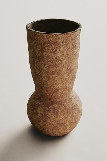 Zara PAPER MACHE VASE - Ecru / Brown