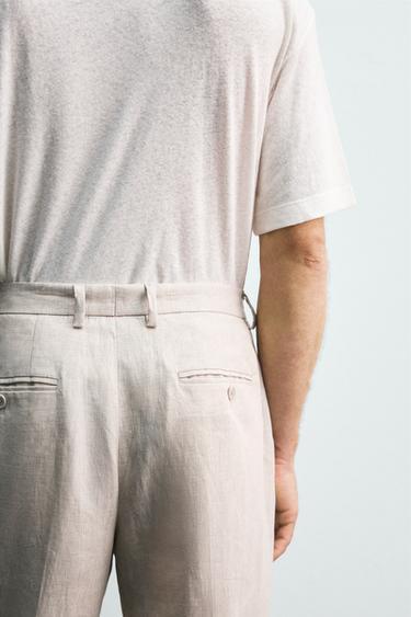 100% LINEN SUIT TROUSERS - Light beige by Zara - Image 5