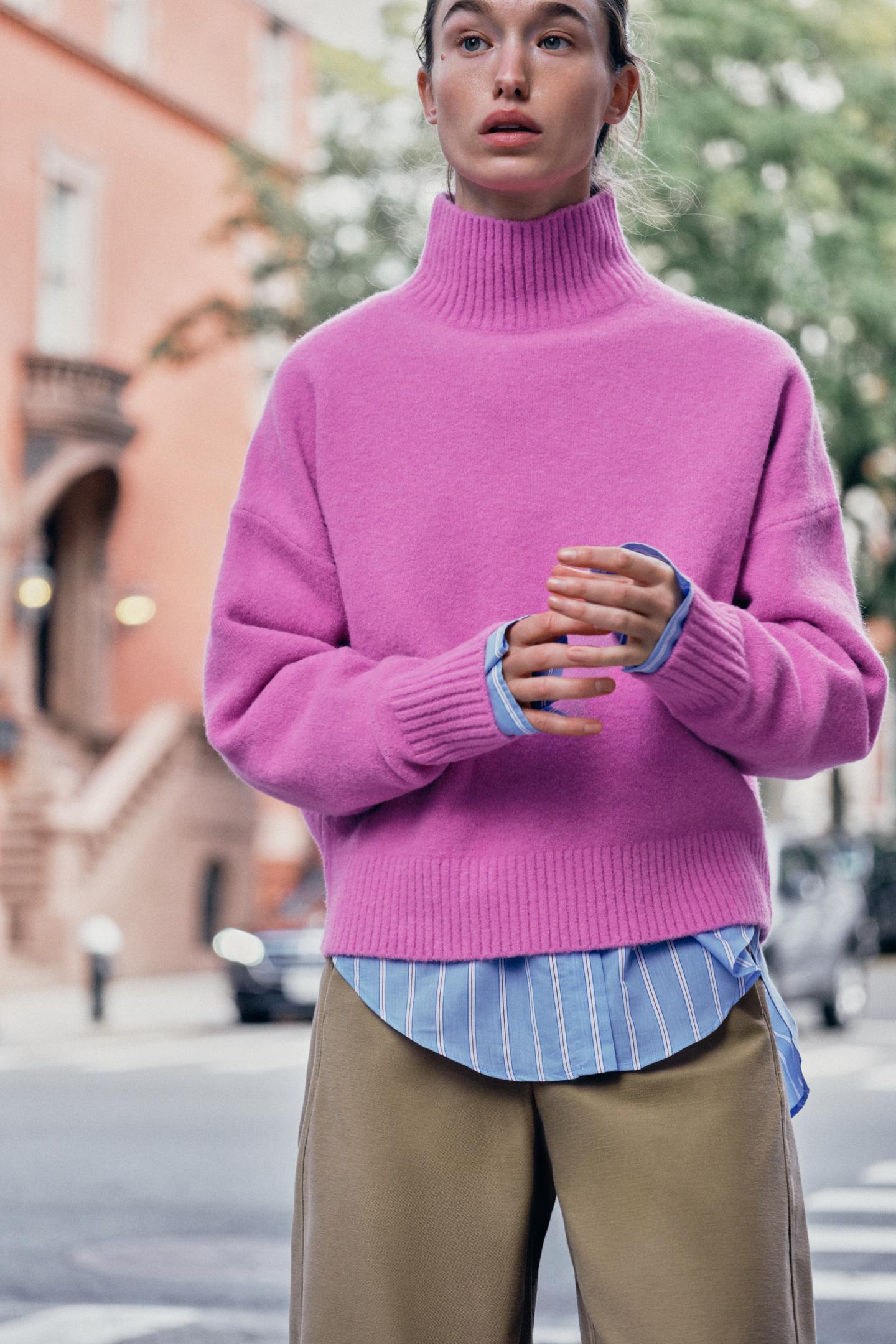 Женский свитер Zara Soft Knit, цвет: Розовый — фото 3