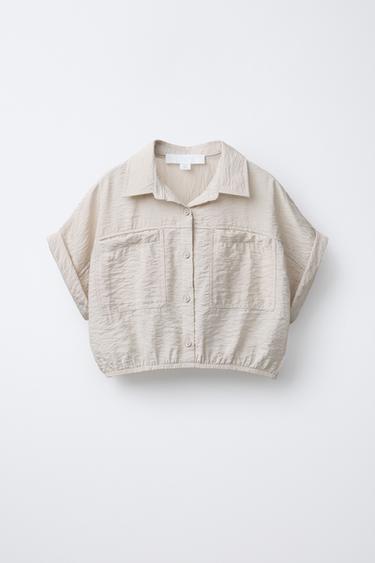 FLOWING SHIRT WITH ELASTIC TRIM - Sand by Zara
